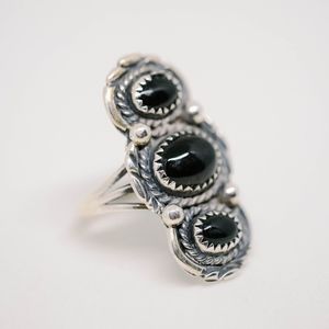 Sterling silver and onyx ring
